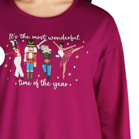 Joyspun Women’s Long Sleeve Tee and Jogger Pants Pajama Set, 2-Piece - Picture 2 of 4